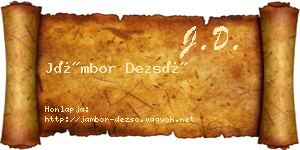 Jámbor Dezső névjegykártya